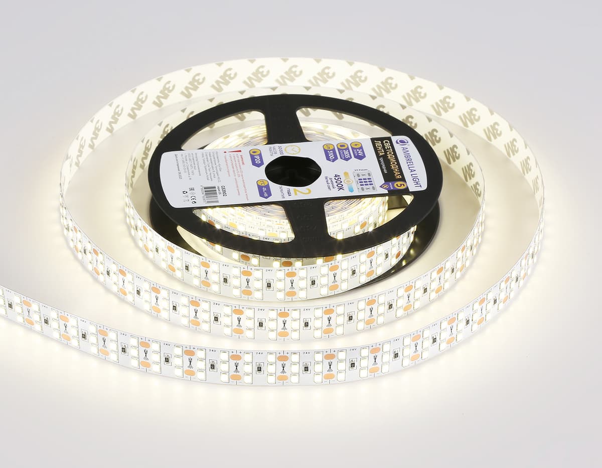 GS3902 2835 324Led/ 26W m/ 24V IP20 4500K/ 5000*18*1.2mm (2 конт.)