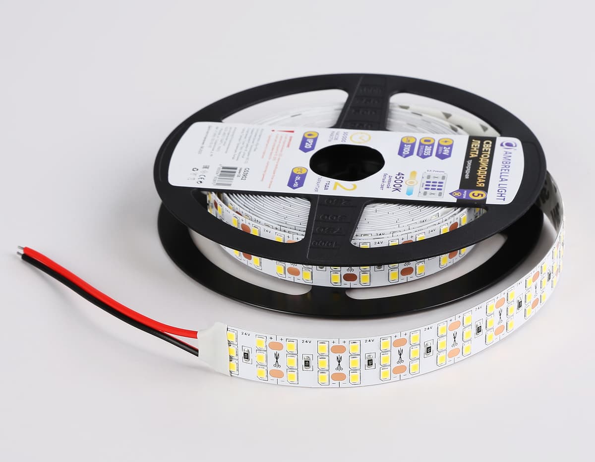 GS3902 2835 324Led/ 26W m/ 24V IP20 4500K/ 5000*18*1.2mm (2 конт.)