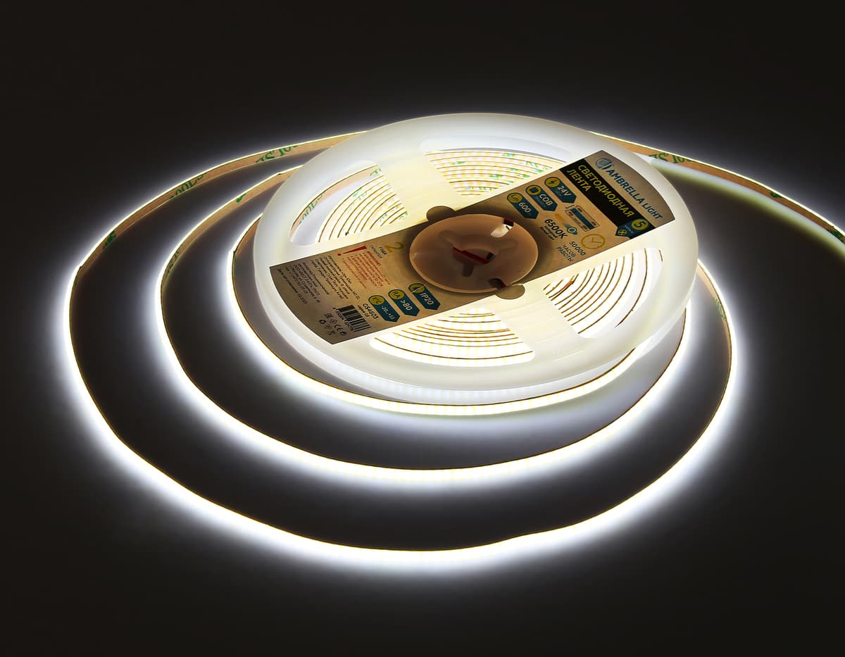 GS4603 COB 384Led/ 7W m/ 24V IP20 6500K/ 5m*3mm*2mm (2 конт.)