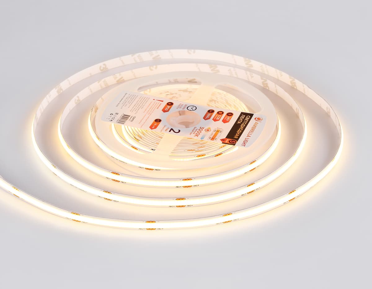 GS4701 COB 480Led/ 12W m/ 24V IP20 3000K/ 5000*8*1.54mm (2 конт.)