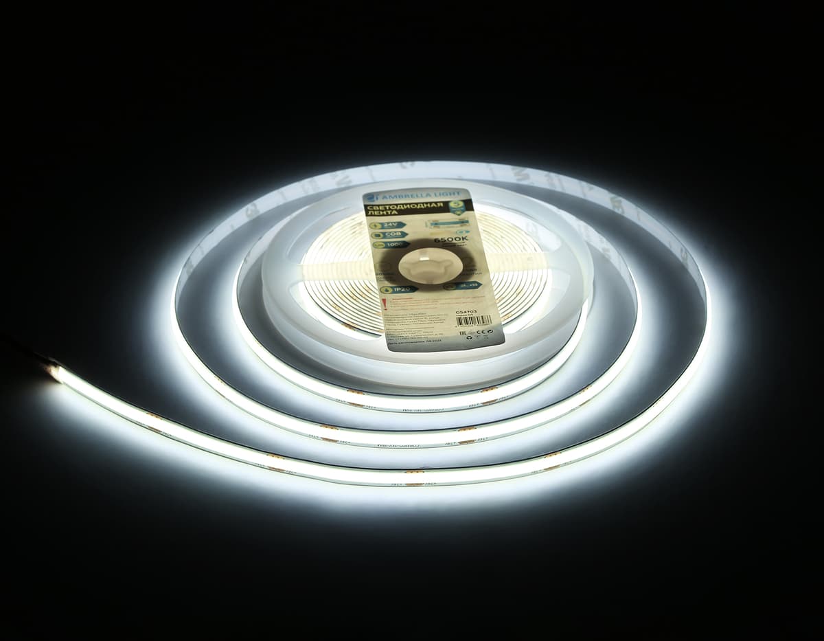 GS4703 COB 480Led /12W m/ 24V IP20 6500K/ 5000*8*1.54mm (2 конт.)