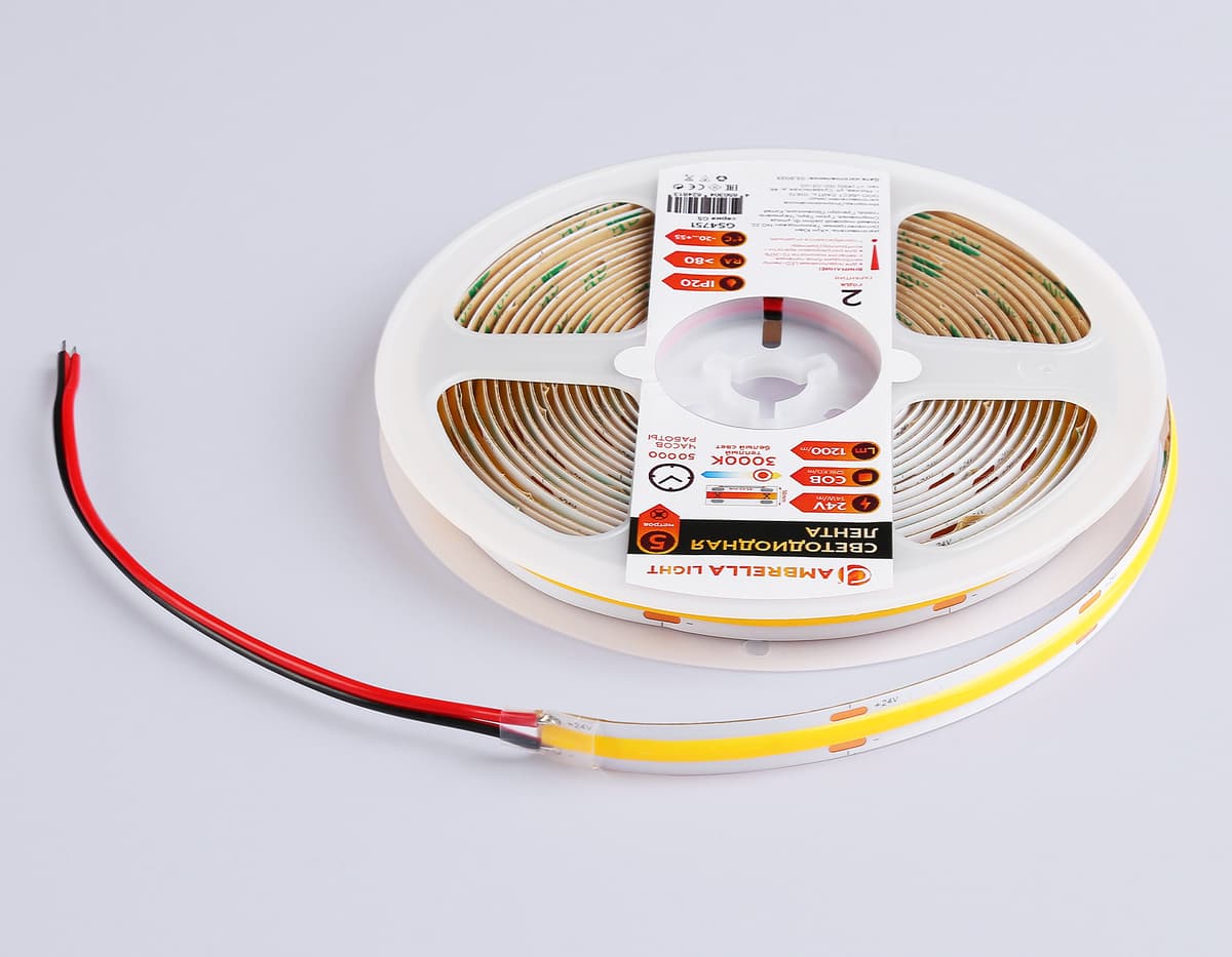 GS4751 COB 528Led/14W m/ 24V IP20 3000K/ 5m*10mm*2mm (2 конт.)