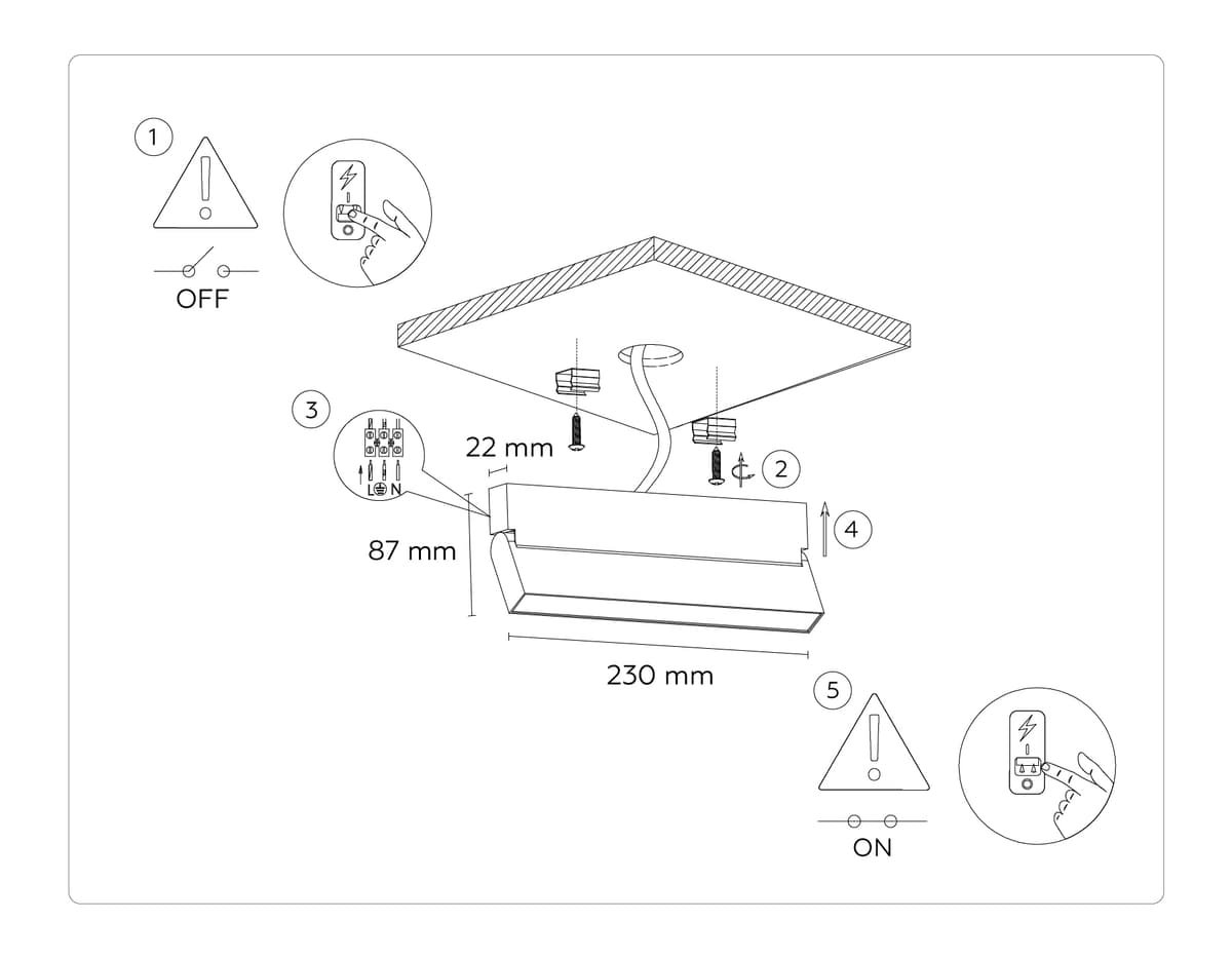 TA1818 WH белый LED 12W 4200K 230*22*87