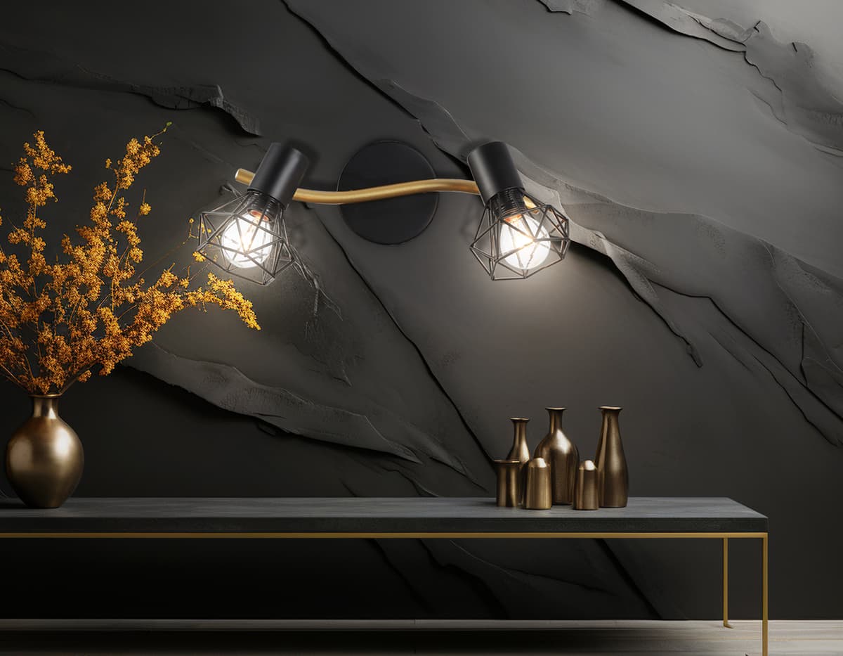 TR8656/2 BK/GD черный/золото E14/2 max 60W 330*100*185