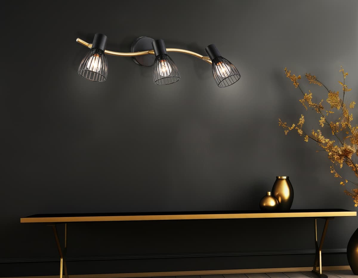 TR8661/3 BK/GD черный/золото E14/3 max 60W 550*100*170