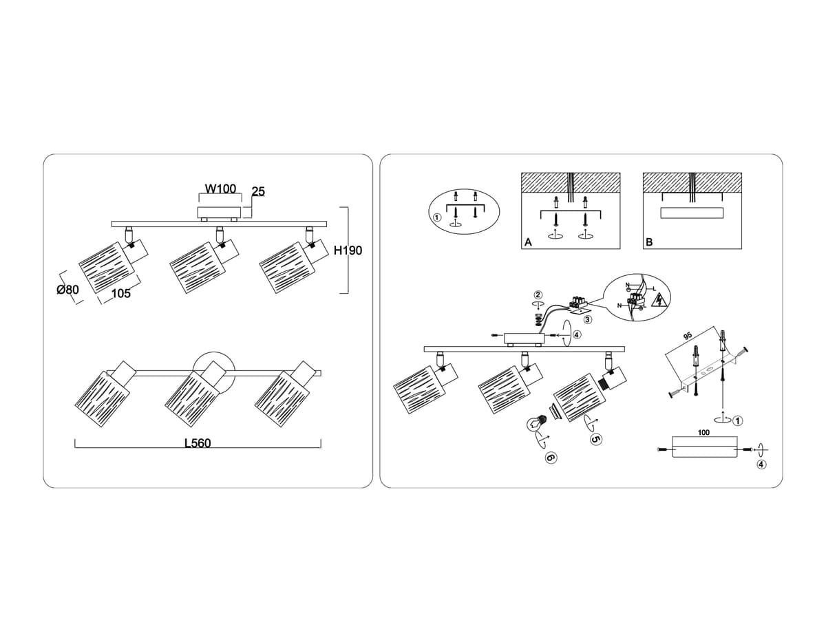 TR8665/3 WH белый E14/3 max 60W 560*100*190