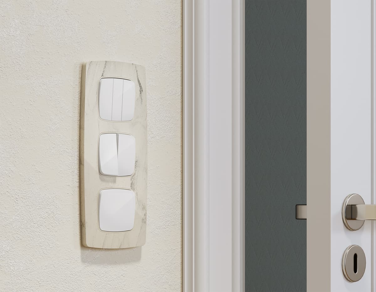 Комплект механизма 2-кл выключателя OMEGA Белый глянец QUANT (OP1030, VM115)