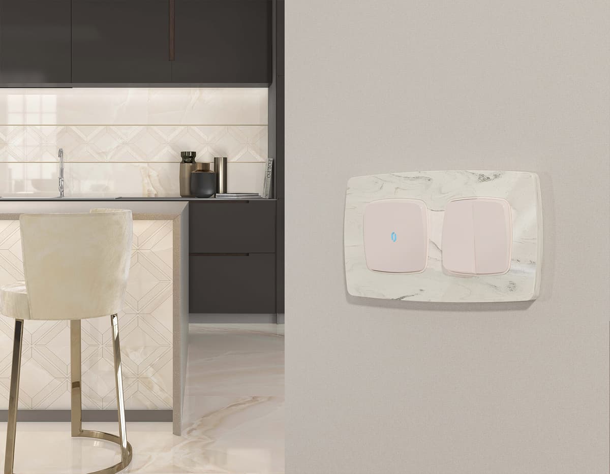 Комплект механизма 2-кл проходного выключателя OMEGA Жемчуг QUANT (OP2030, VM120)