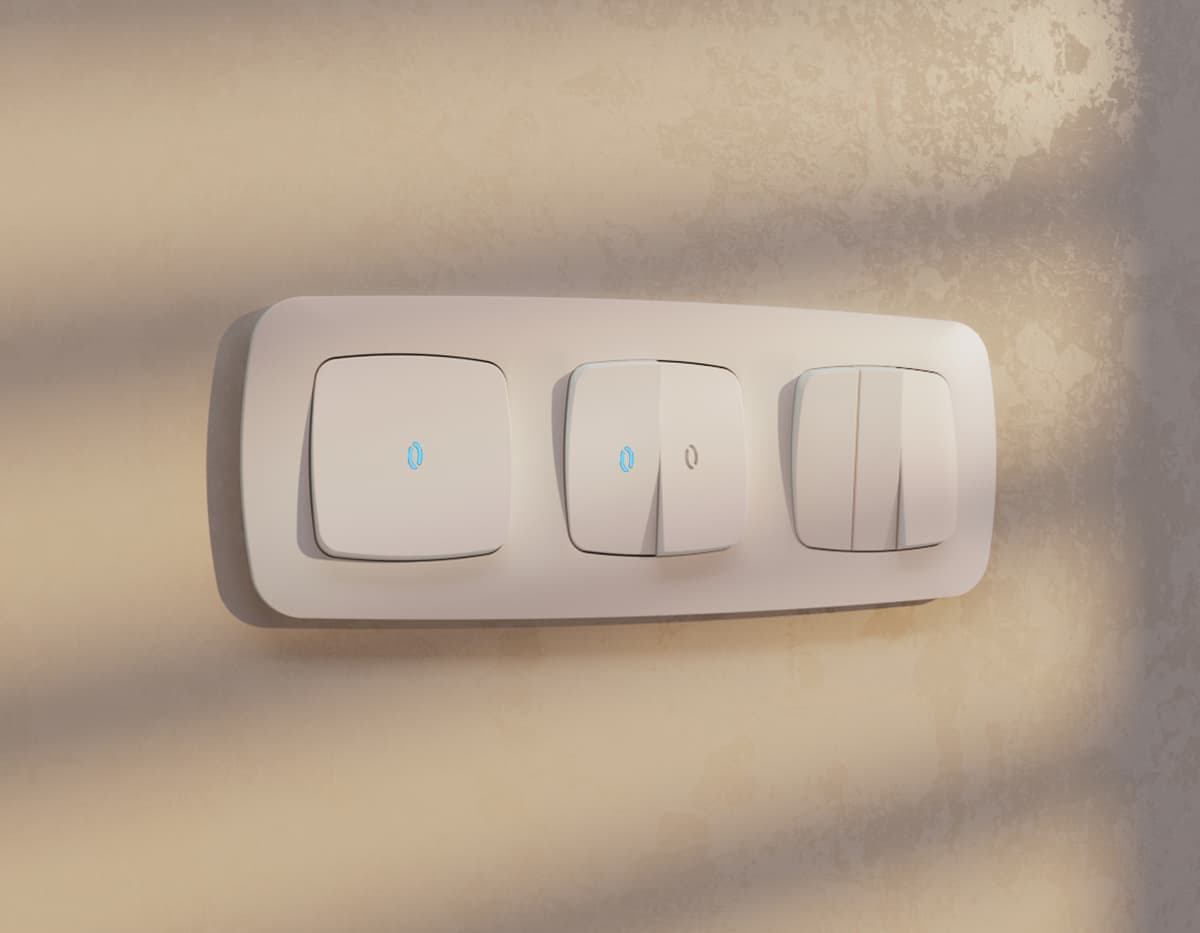 Комплект механизма 2-кл выключателя с самовозвратом с подсветкой 10000K OMEGA Жемчуг QUANT (OP2040, VM129, G17B)