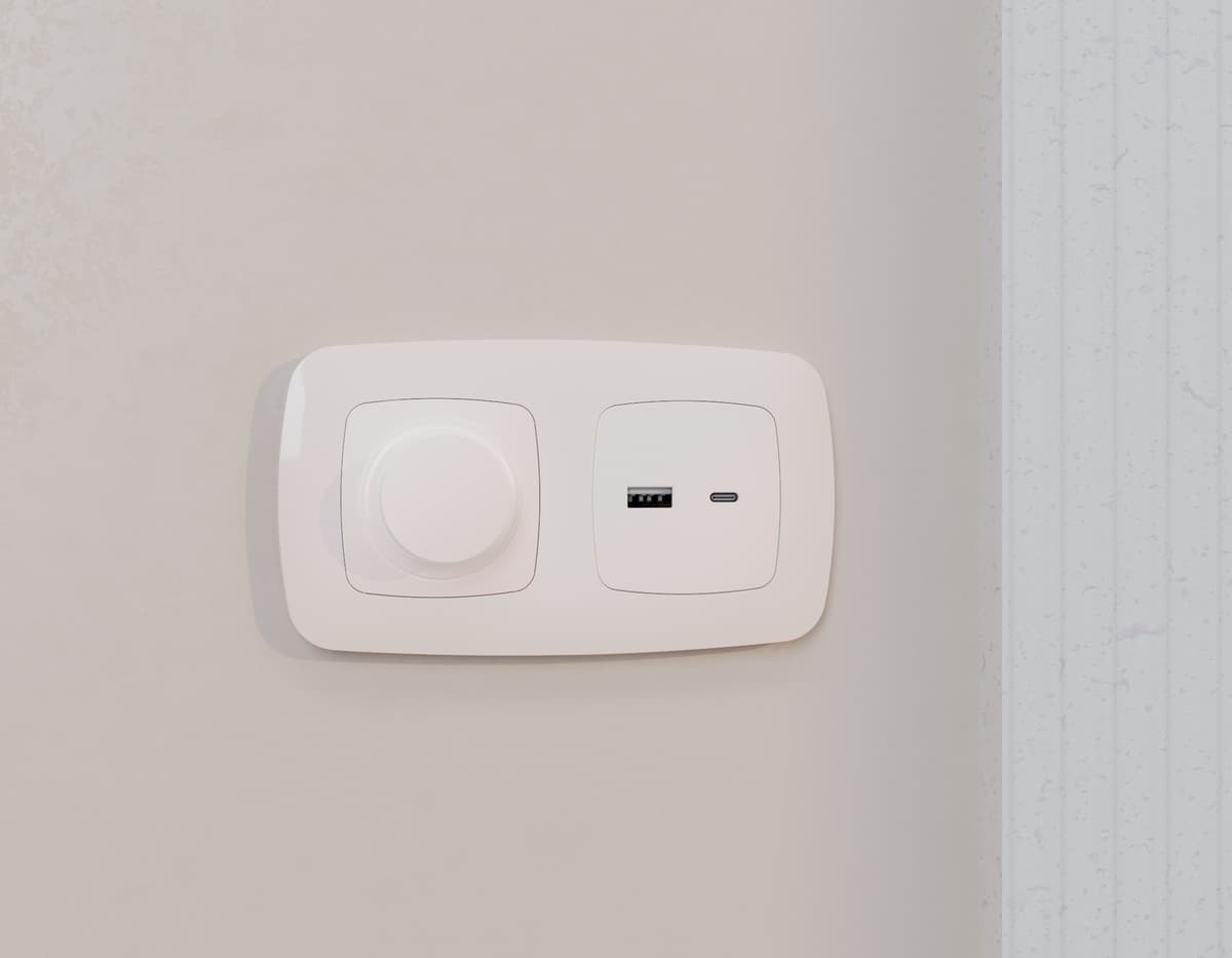 Комплект механизма розетки OMEGA Жемчуг 2USB A+C 20W (быстрая зарядка) QUANT (OP2110, VM177)