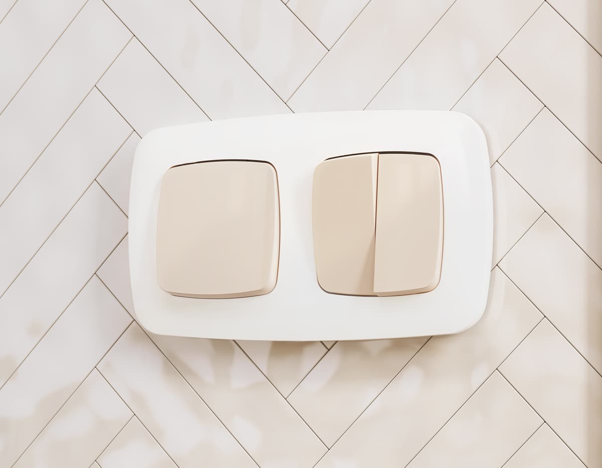 Комплект механизма 1-кл выключателя OMEGA Бежевый глянец QUANT (OP3010, VM101)