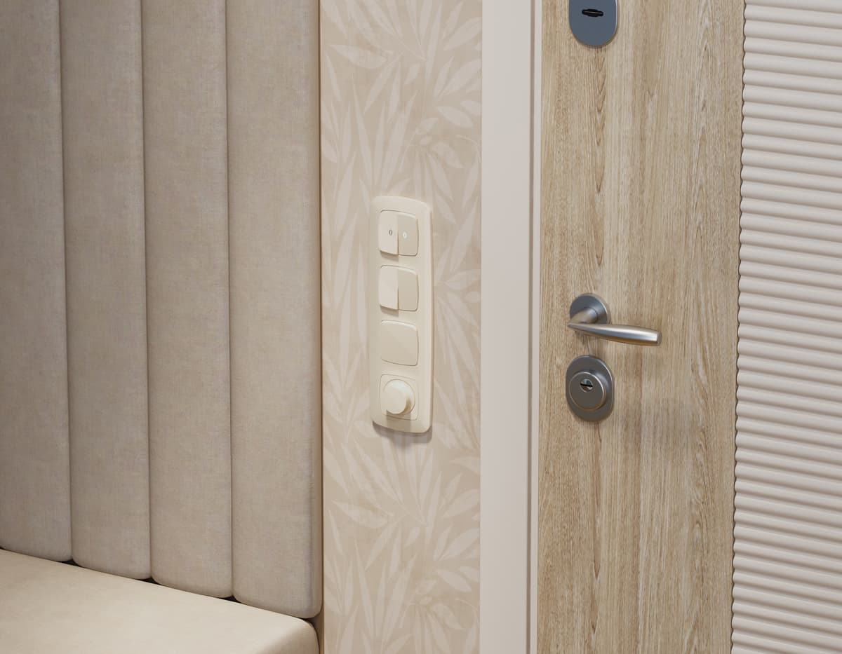 Комплект механизма светорегулятора универсального OMEGA Бежевый глянец 25-600W/LED 5-300W QUANT (OP3055, VM136)