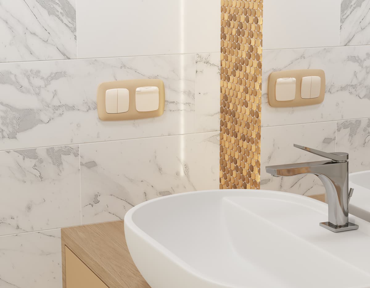 Комплект механизма 2-кл проходного выключателя OMEGA Бежевый матовый QUANT (OP3230, VM120)