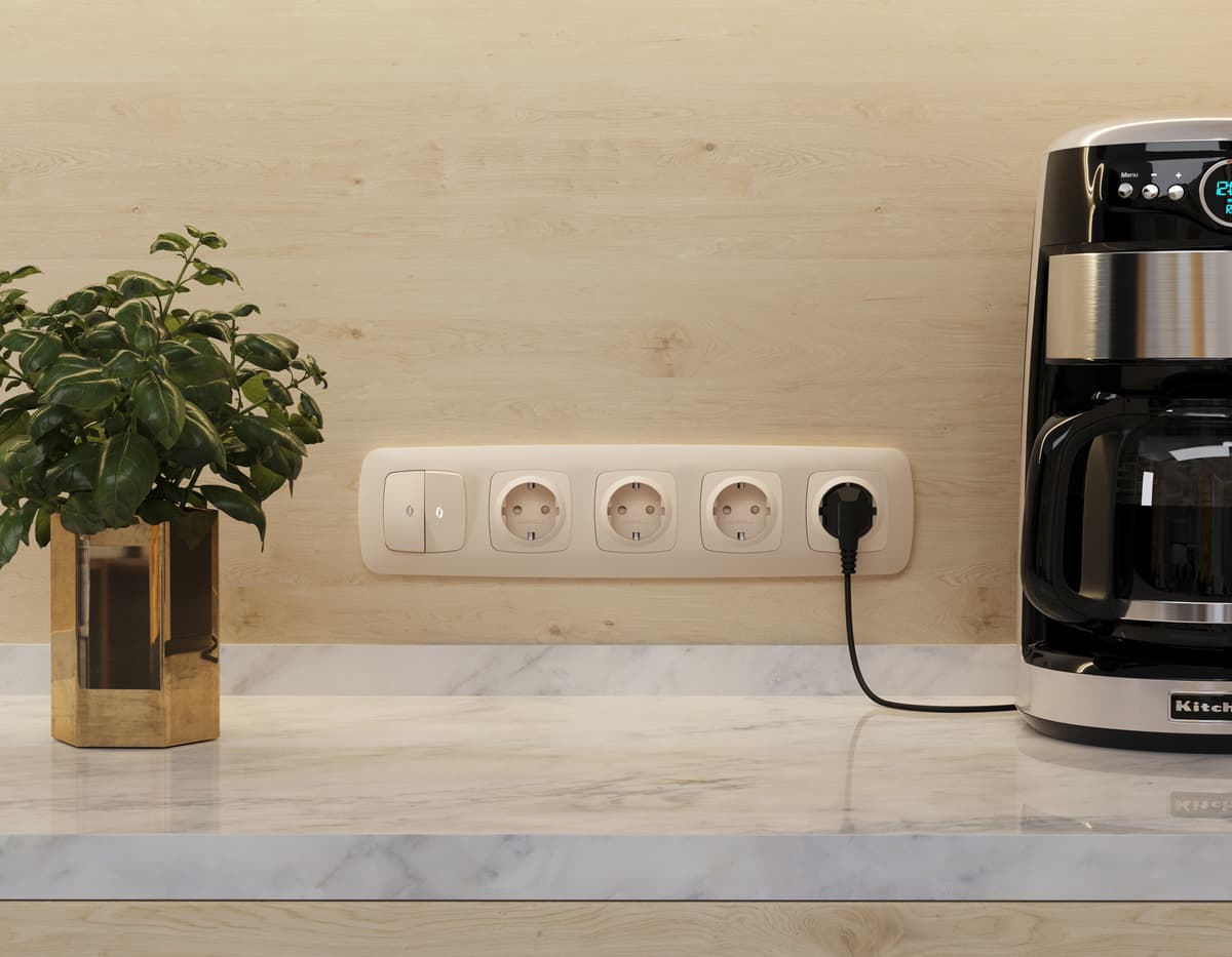 Комплект механизма 2-кл выключателя с подсветкой 5600K OMEGA Бежевый матовый QUANT (OP3240, VM115, G14W)