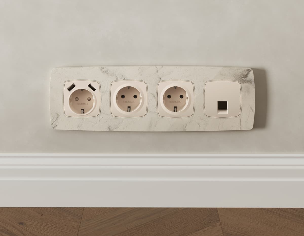 Комплект механизма телефонной розетки OMEGA Бежевый матовый RJ-11(4P4C) с шторкой QUANT (OP3320, VM190)