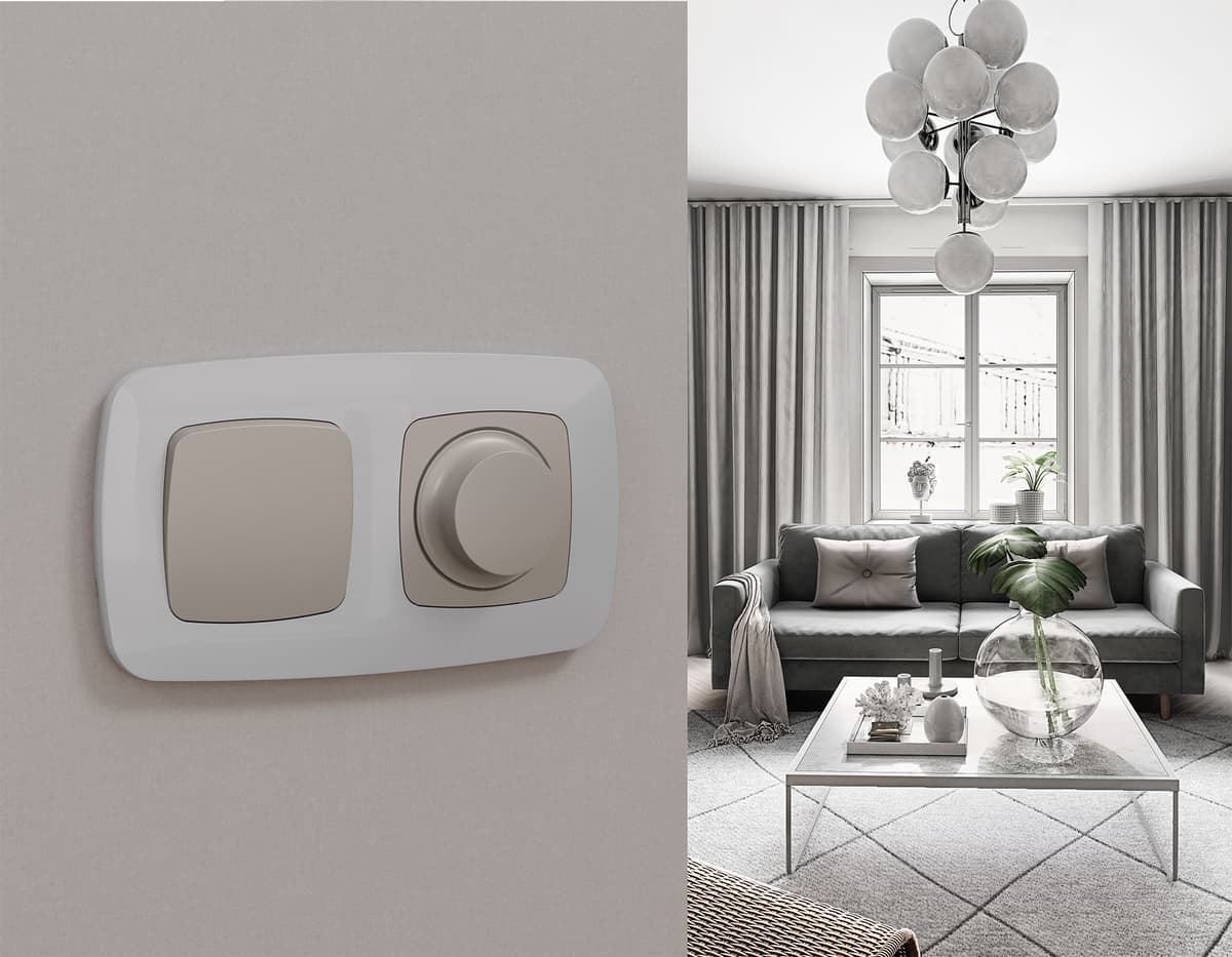 Комплект механизма 1-кл выключателя OMEGA Серо-бежевый матовый QUANT (OP3610, VM101)