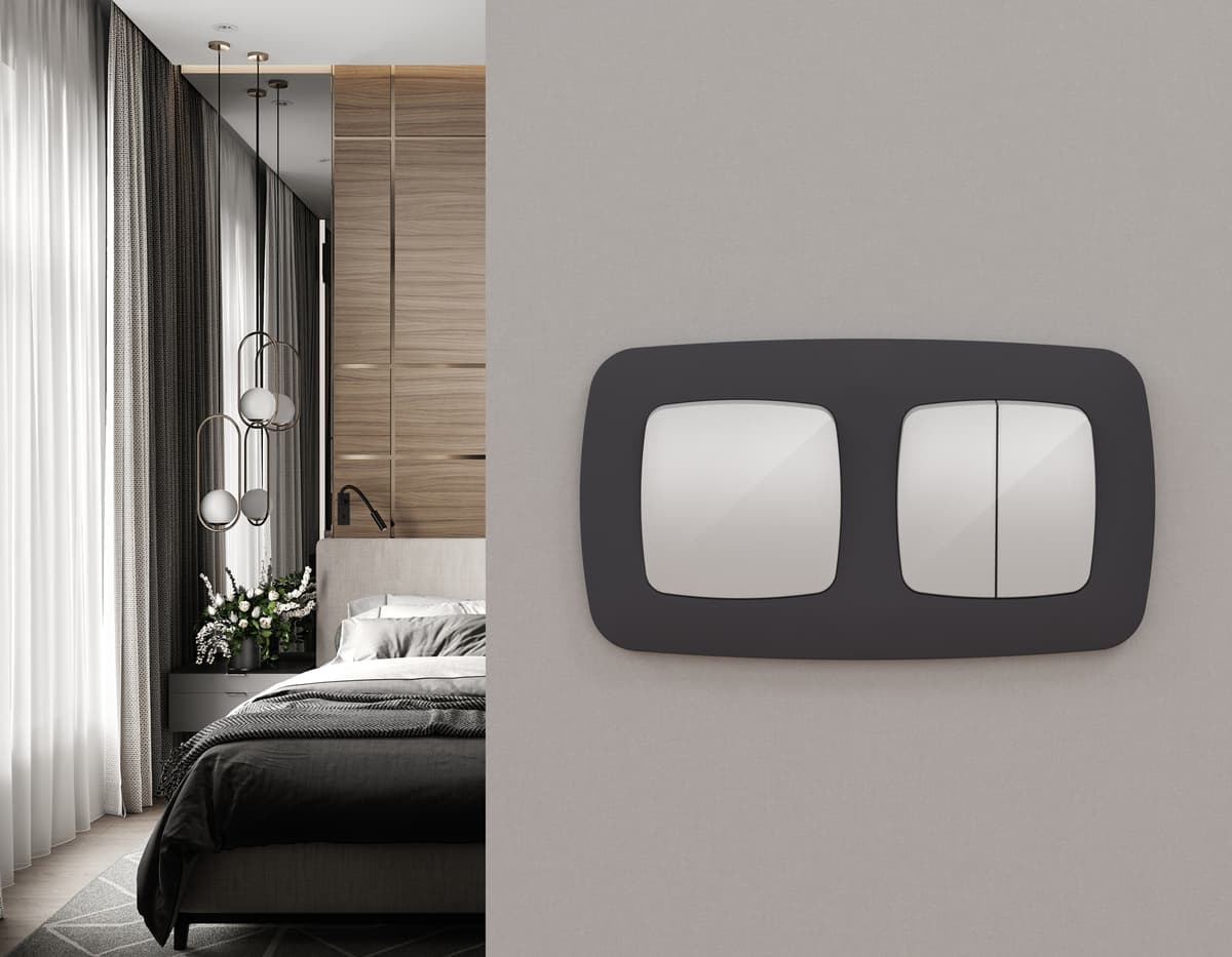 Комплект механизма 1-кл выключателя OMEGA Серебро глянец QUANT (OP4010, VM101)