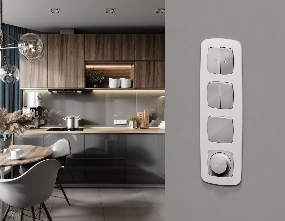 Комплект механизма 1-кл выключателя OMEGA Серебро глянец QUANT (OP4010, VM101)