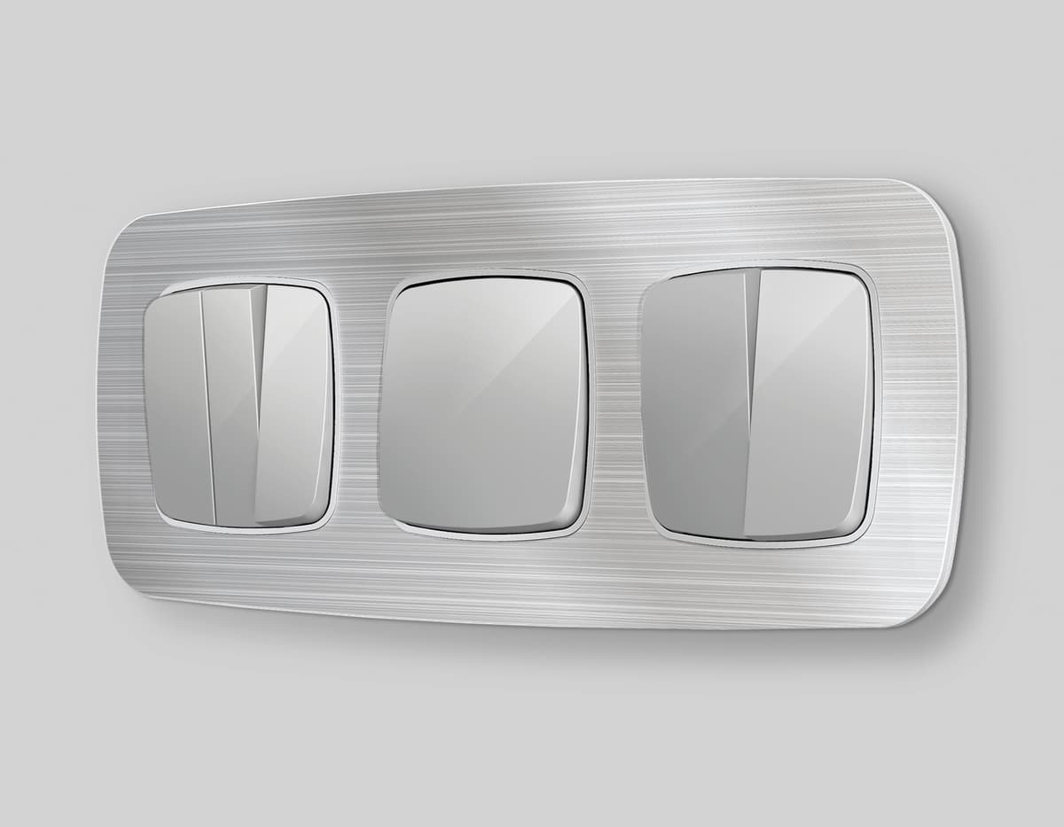 Комплект механизма 1-кл выключателя OMEGA Серебро глянец QUANT (OP4010, VM101)