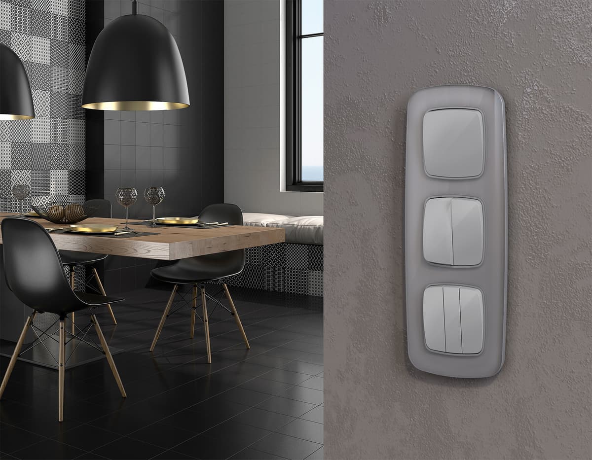 Комплект механизма 3-кл выключателя OMEGA Серебро глянец QUANT (OP4050, VM133)