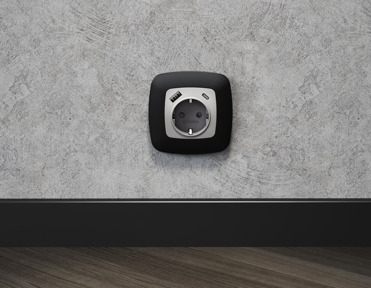 Комплект механизма электрической розетки OMEGA Серебро глянец 2USB A+C 20W (быстрая зарядка) с/з QUANT (OP4100, VM160)