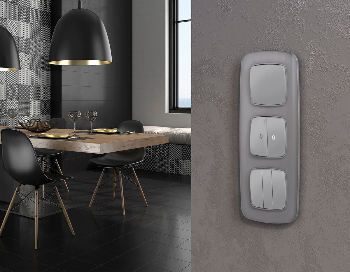 Комплект механизма 1-кл выключателя OMEGA Сталь матовый QUANT (OP5010, VM101)