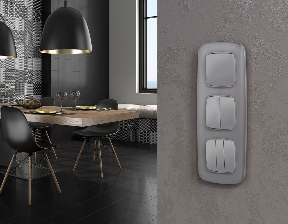 Комплект механизма 2-кл выключателя OMEGA Сталь матовый QUANT (OP5030, VM115)