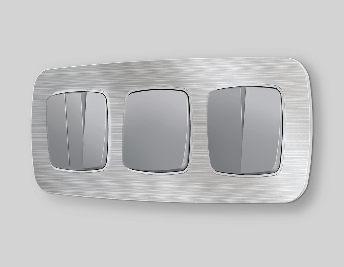 Комплект механизма 2-кл выключателя OMEGA Сталь матовый QUANT (OP5030, VM115)