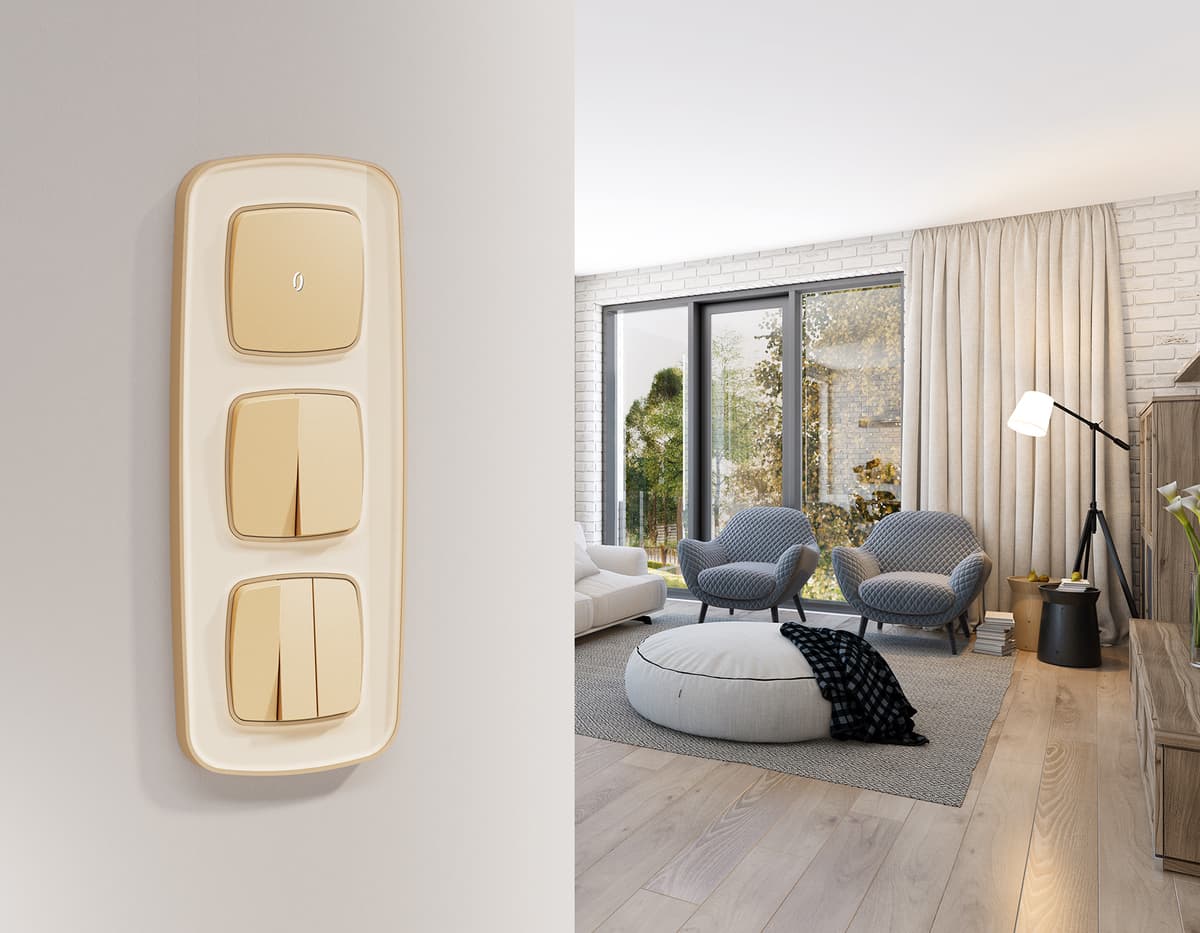 Комплект механизма 2-кл выключателя OMEGA Шампань QUANT (OP6030, VM115)