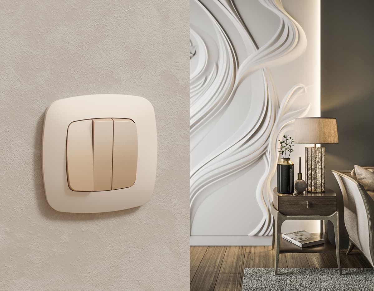 Комплект механизма 3-кл выключателя OMEGA Шампань QUANT (OP6050, VM133)