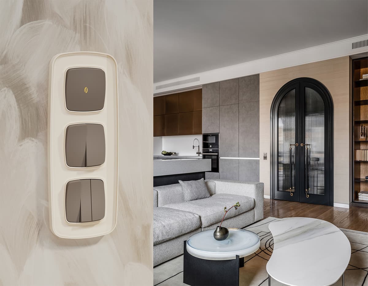 Комплект механизма 2-кл выключателя OMEGA Темная бронза матовый QUANT (OP6330, VM115)