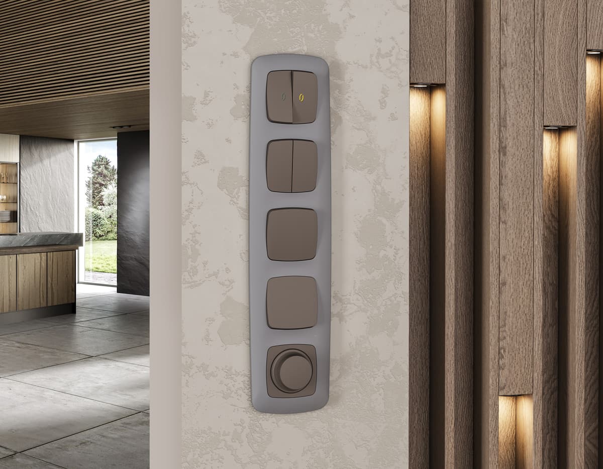 Комплект механизма 2-кл выключателя с подсветкой 3200K OMEGA Темная бронза матовый QUANT (OP6340, VM115, G11Y)