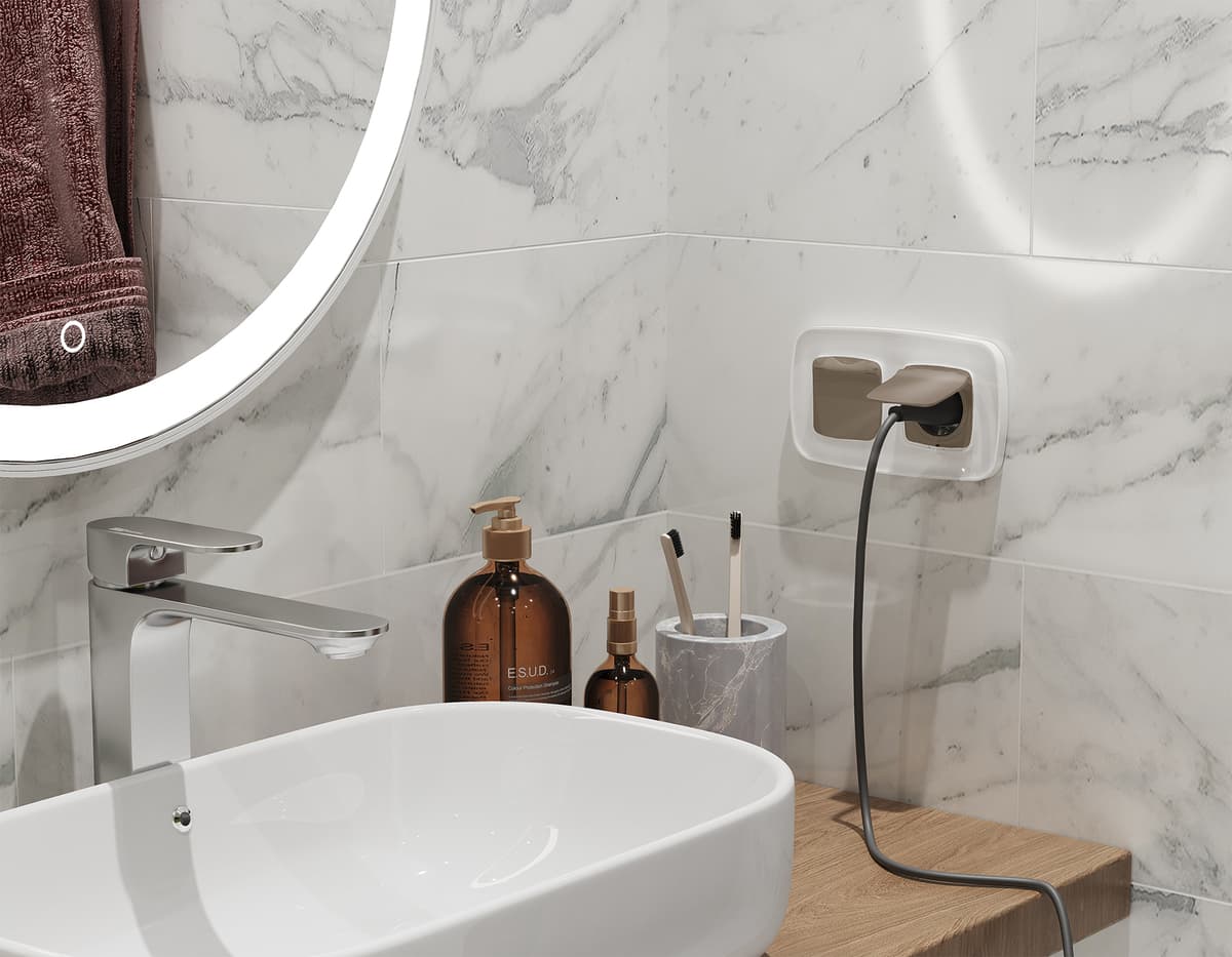 Комплект механизма электрической розетки OMEGA Темная бронза матовый с/з с шторками и крышкой IP44 QUANT (OP6380, VM141)