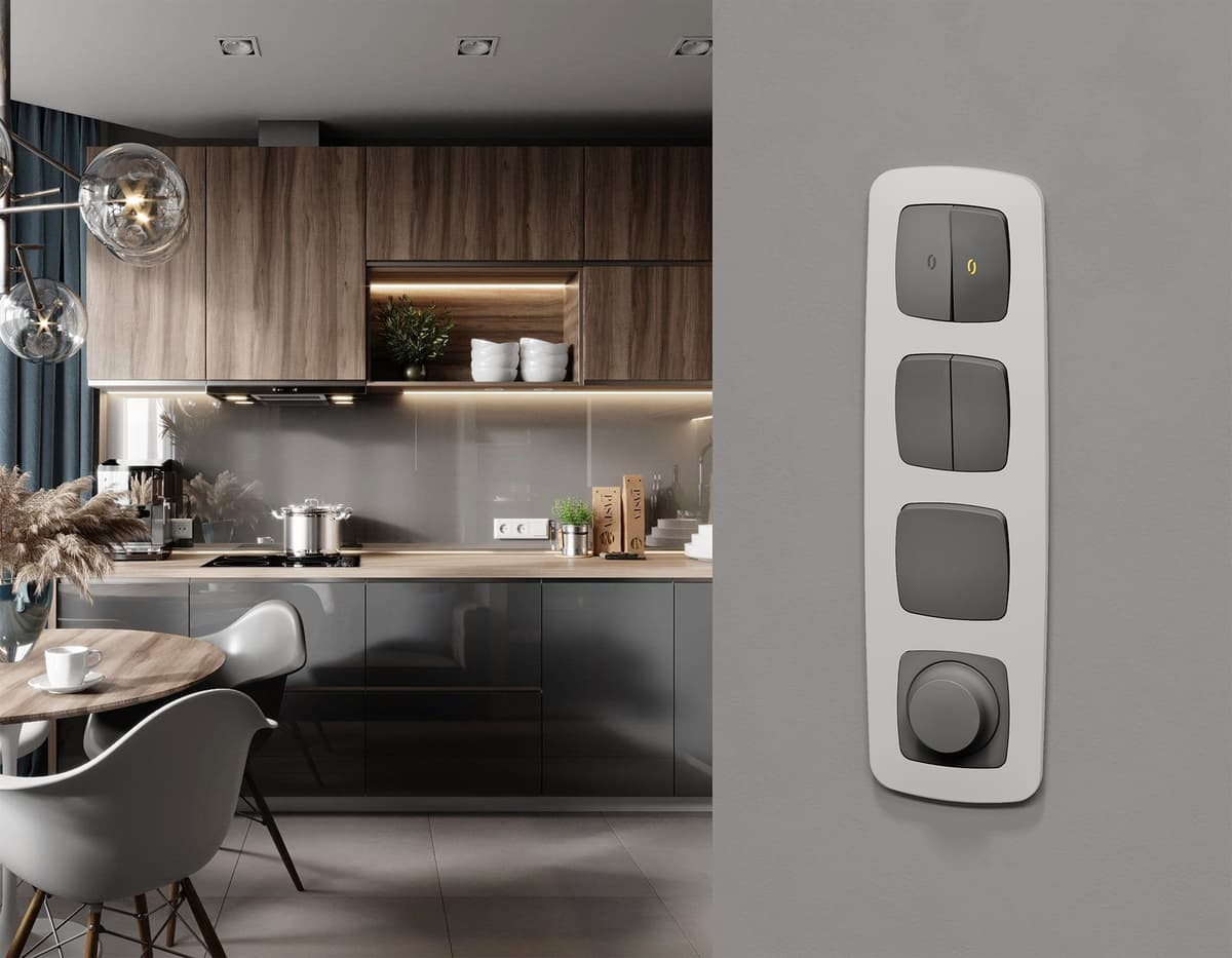 Комплект механизма 1-кл выключателя OMEGA Антрацит серый QUANT (OP6510, VM101)