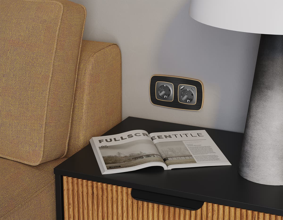 Комплект механизма электрической розетки OMEGA Антрацит серый 2USB A+C 20W (быстрая зарядка) с/з QUANT (OP6600, VM160)