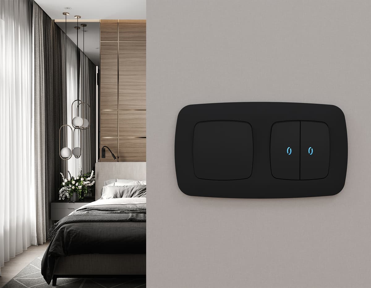 Комплект механизма 1-кл выключателя OMEGA Черный матовый QUANT (OP8010, VM101)