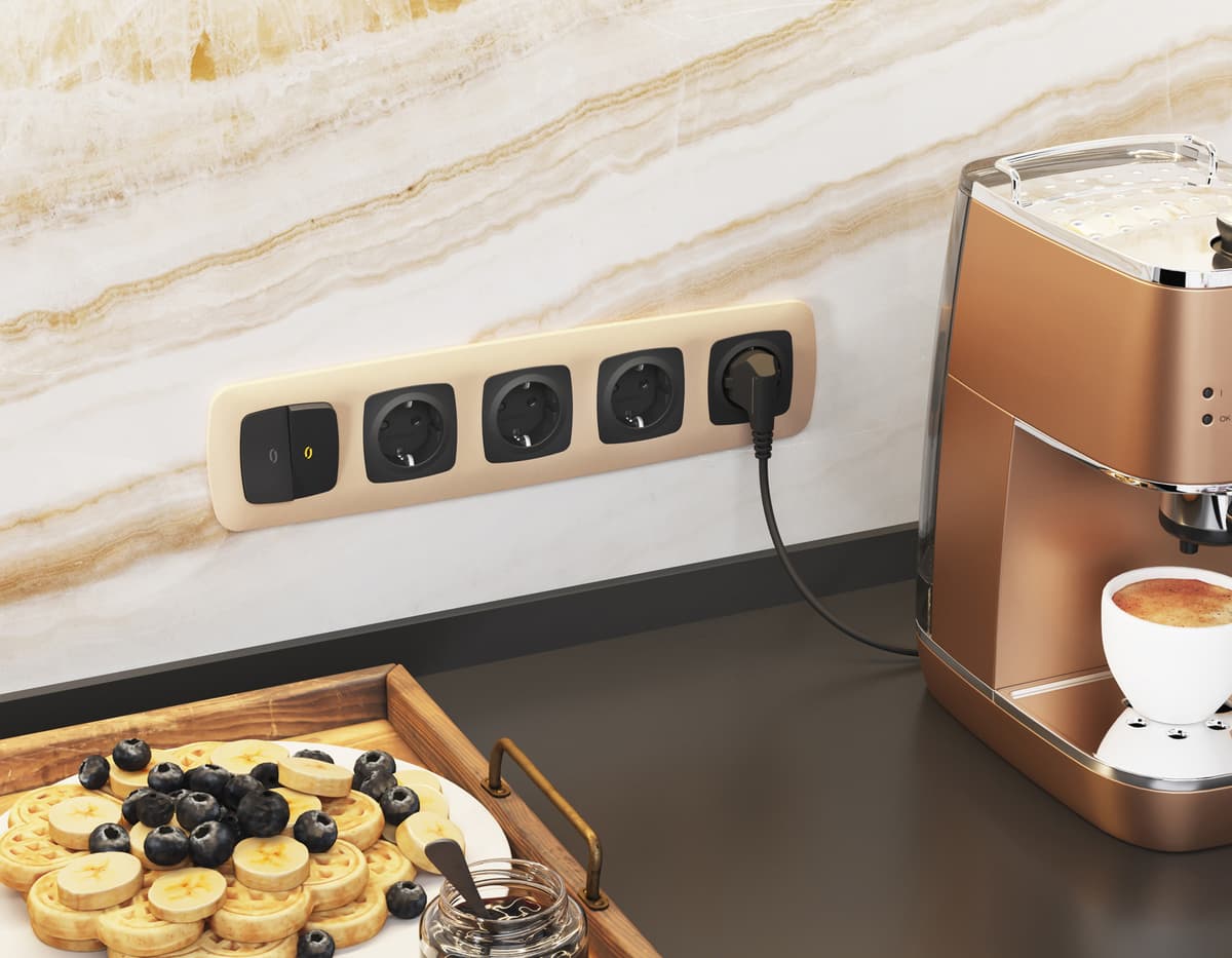 Комплект механизма 2-кл выключателя с подсветкой 3200K OMEGA Черный матовый QUANT (OP8040, VM115, G11Y)