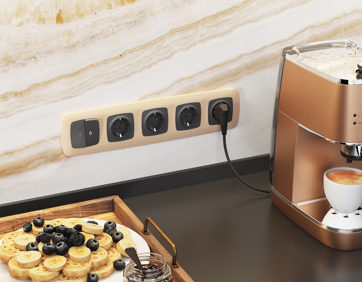 Комплект механизма 2-кл выключателя с подсветкой 3200K OMEGA Графит мягкое касание QUANT (OP9040, VM115, G11Y)