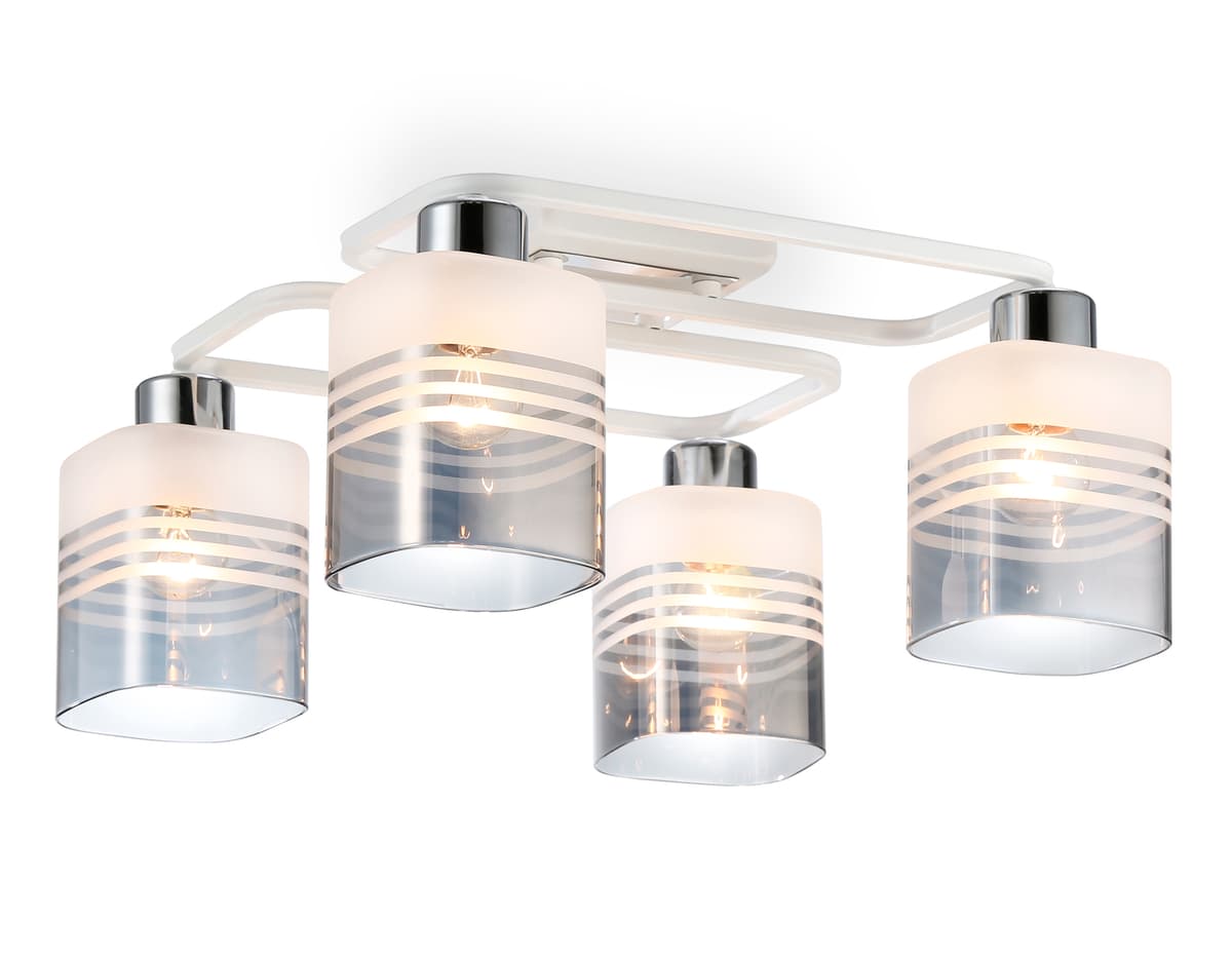 TR303205/4 WH/CH/SM/FR белый/хром/дымчатый/белый матовый E27*4 max 60W 370*370*200