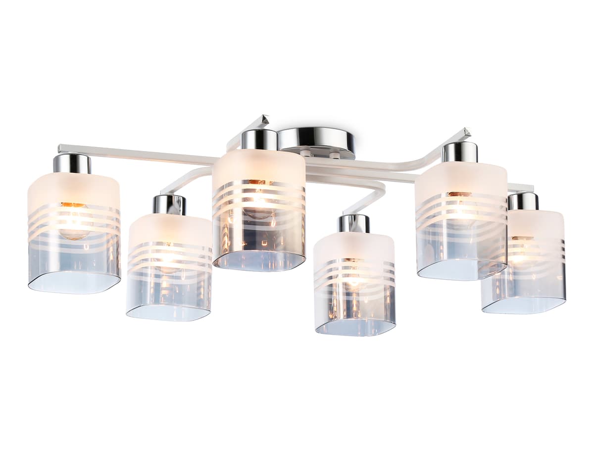 TR303207/6 WH/CH/SM/FR белый/хром/дымчатый/белый матовый E27*6 max 60W 710*400*200