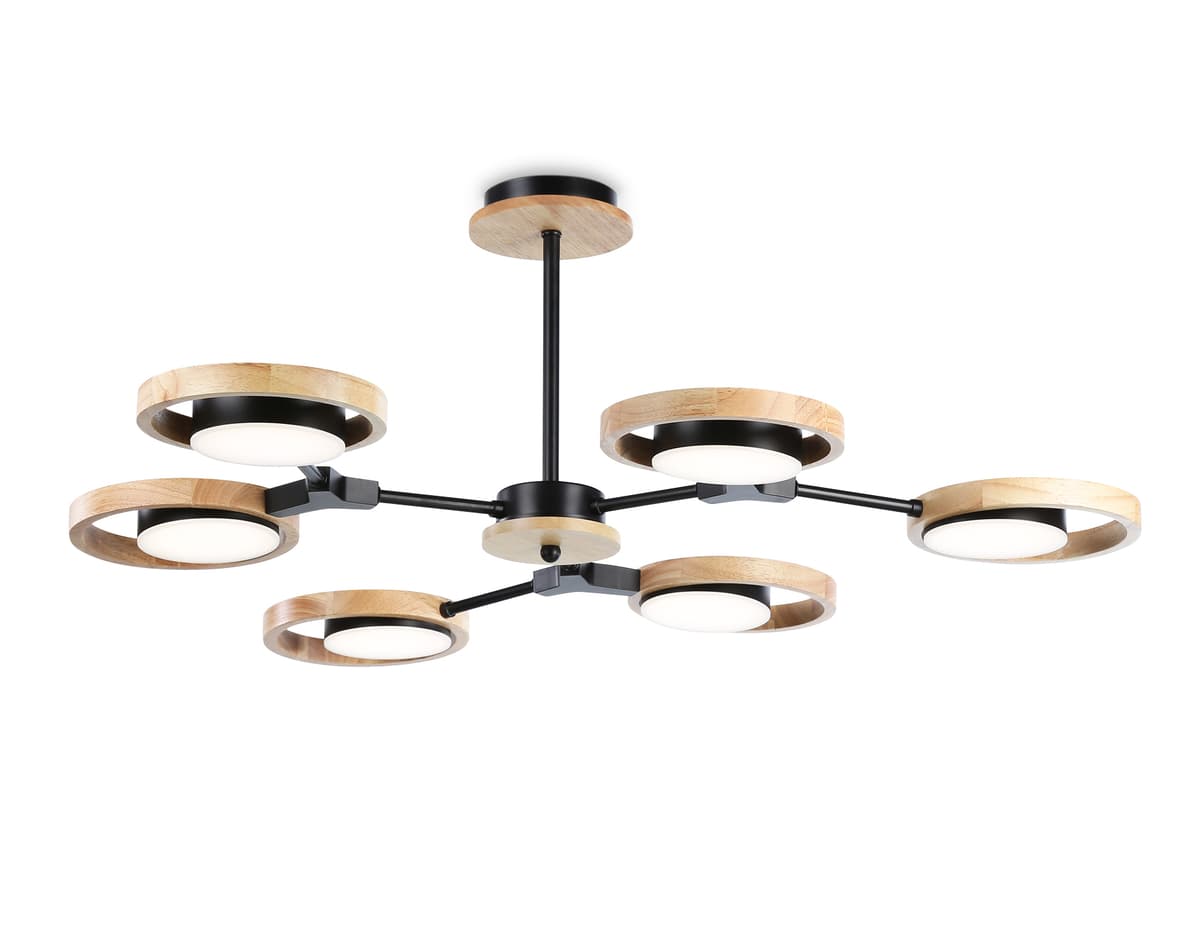 FL51619/6 BK/LW черный/светлое дерево 3000K/4200K/6400K 42W D825*285 (Без ПДУ)