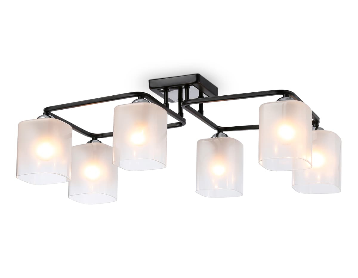 TR303224/6 BK/CH/FR черный/хром/белый матовый E27*6 max 60W 615*390*220