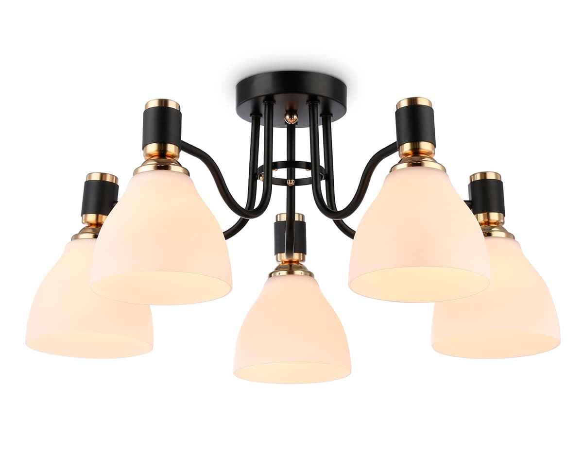 TR303307/5 BK/GD/FR черный/золото/белый матовый E27*5 max 60W D600*270